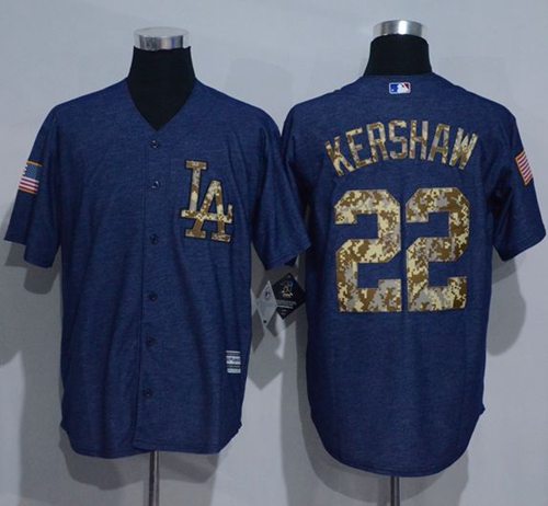 Dodgers #22 Clayton Kershaw Denim Blue Salute to Service Stitched MLB Jersey
